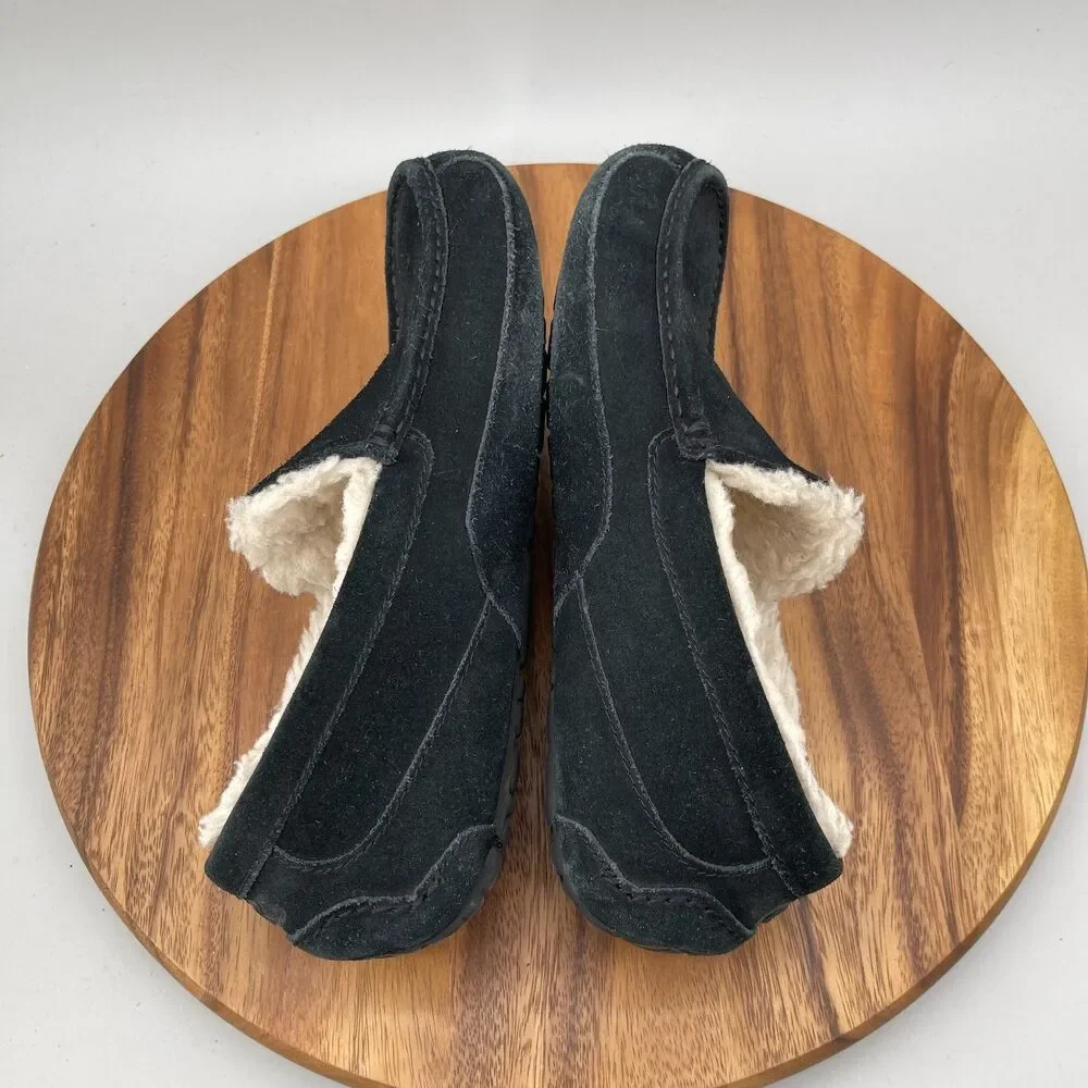 UGG Ascot Moccasin Slippers Mens Size 12 Black Suede Casual Comfort Shoes - Picture 6 of 9